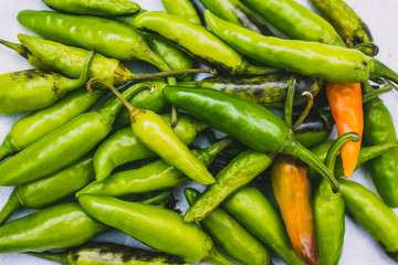green peppers on the market