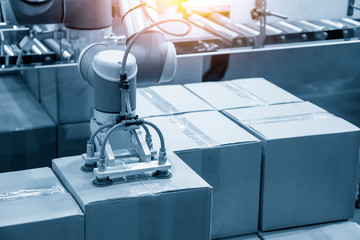 The hi-technology  material handing process in by robotics system. The modern technology for...