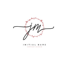 J M JM Beauty vector initial logo, handwriting logo of initial signature, wedding, fashion, jewerly, boutique, floral and botanical with creative template for any company or business.