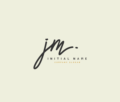 J M JM Beauty vector initial logo, handwriting logo of initial signature, wedding, fashion, jewerly, boutique, floral and botanical with creative template for any company or business.