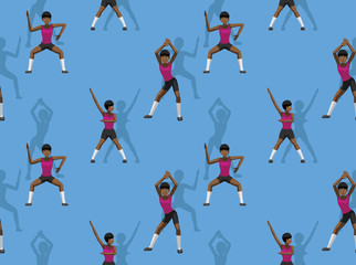 Zumba Dance Black Girl Seamless Background Wallpaper-01