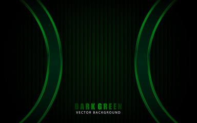 Modern green background overlap layer on dark space with metallic frame for design template. Vector illustration.