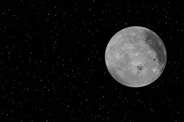 3d rendering illustrator Realistic Full Moon on sky with star background (3d illustration, elements of this image are furnished by NASA)