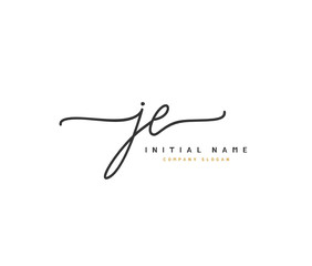 J E JE Beauty vector initial logo, handwriting logo of initial signature, wedding, fashion, jewerly, boutique, floral and botanical with creative template for any company or business.