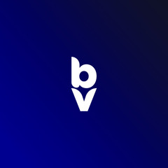BV Initial Letter Logo Design with Digital Pixels in Blue Purple Colors.