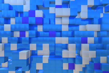 Fototapeta premium 3D rendering illustration geometric shapes concept .Abstract Futuristic blue - white background elegant cube block background.Poster, banner, placard