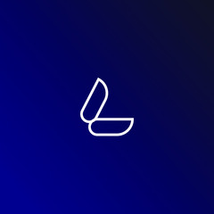 L Initial Letter Logo Design with Digital Pixels in Blue Purple Colors.