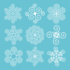 Set of vector snowflakes. Christmas design.