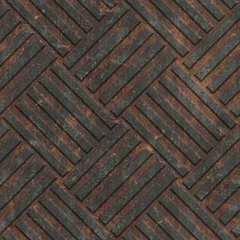 Fotobehang Industriële stijl Roestige naadloze textuur met geometrisch patroon op een oxide metalen achtergrond, 3d illustratie