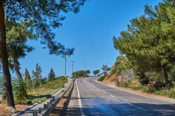 Empty road with traffic signs