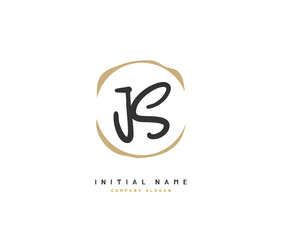 J S JS Beauty vector initial logo, handwriting logo of initial signature, wedding, fashion, jewerly, boutique, floral and botanical with creative template for any company or business.