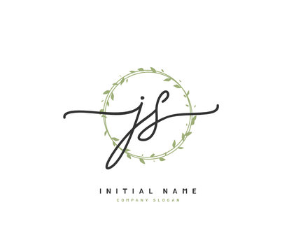 J S JS Beauty vector initial logo, handwriting logo of initial signature, wedding, fashion, jewerly, boutique, floral and botanical with creative template for any company or business.
