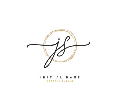 J S JS Beauty vector initial logo, handwriting logo of initial signature, wedding, fashion, jewerly, boutique, floral and botanical with creative template for any company or business.