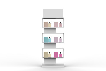 Display stand, retail display stand for product , display stands isolated on white background. 3d illustration