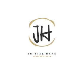 J H JH Beauty vector initial logo, handwriting logo of initial signature, wedding, fashion, jewerly, boutique, floral and botanical with creative template for any company or business.