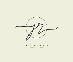 J R JR Beauty vector initial logo, handwriting logo of initial signature, wedding, fashion, jewerly, boutique, floral and botanical with creative template for any company or business.