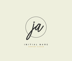 J A JA Beauty vector initial logo, handwriting logo of initial signature, wedding, fashion, jewerly, boutique, floral and botanical with creative template for any company or business.