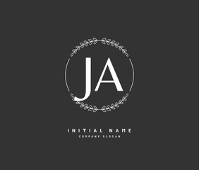 J A JA Beauty vector initial logo, handwriting logo of initial signature, wedding, fashion, jewerly, boutique, floral and botanical with creative template for any company or business.