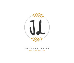 Fototapeta premium J L JL Beauty vector initial logo, handwriting logo of initial signature, wedding, fashion, jewerly, boutique, floral and botanical with creative template for any company or business.