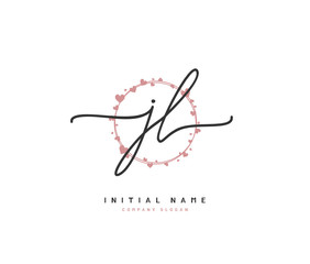 J L JL Beauty vector initial logo, handwriting logo of initial signature, wedding, fashion, jewerly, boutique, floral and botanical with creative template for any company or business.