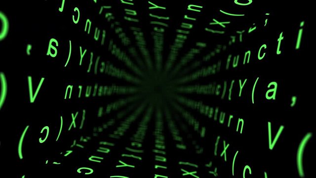 Letters flying in space. Abstract motion graphics animation background.