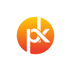 PK initial circle logo template vector	 - obrazy, fototapety, plakaty
