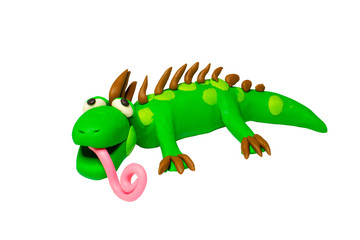 Cartoon characters, Iguana isolated on white background wiht clipping path.