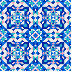 Geometric seamless pattern stock vector illustration. Vector seamless texture for tile. Blue abstract background.