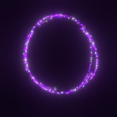 3d rendering illustration .Circle bright light Futuristic sci-fi glitter star dust with particle shiny glowing on black background. 3d image .High resolution .Banner for advertisement