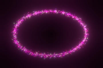3d rendering illustration .Circle bright light Futuristic sci-fi glitter star dust with particle shiny glowing on black background. 3d image .High resolution .Banner for advertisement