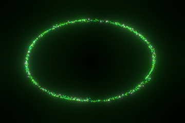 3d rendering illustration .Circle bright light Futuristic sci-fi glitter star dust with particle shiny glowing on black background. 3d image .High resolution .Banner for advertisement