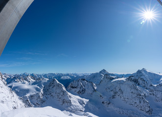 Panorama landscape view of Alps in Switzerland.