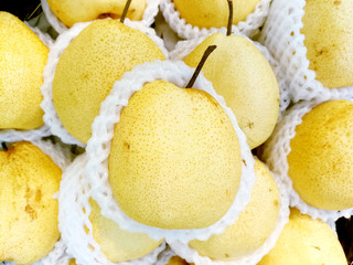 Closeup and crop Chinese pear background