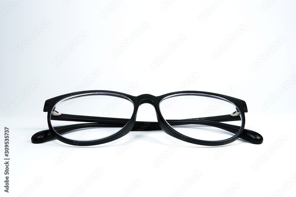 Wall mural black glasses isolated on white background