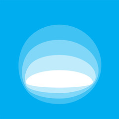 Circle in blue color with paper cut background idea
