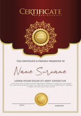 Luxury and elegant certificate template. Vector illustration