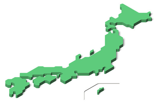 日本地図, 3D, アイソメトリック