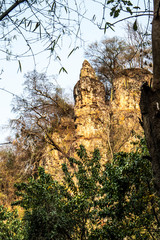 Rock formation composed of sandstone known as Stone Tower or Finger of God, in Ocaucu municipality, in Sao Paulo state, Brazil