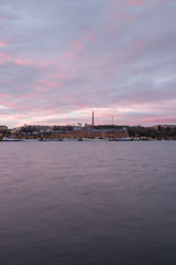 Sunrise landscapes in winter in Stockholm, Sweden