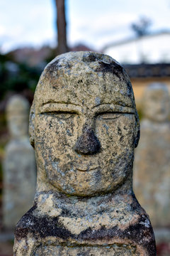 A stone image of the Buddha at Rakan-ji temple in Kasai city, Hyogo prefecture, Japan