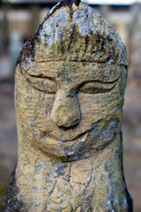 A stone image of the Buddha at Rakan-ji temple in Kasai city, Hyogo prefecture, Japan