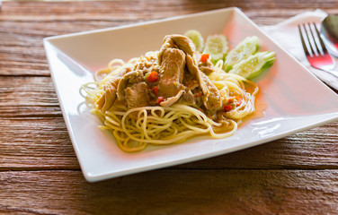 pasta with tomato sauce and basil