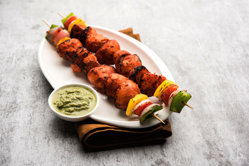 Tandoori aloo tikka or grilled barbecue potatoes