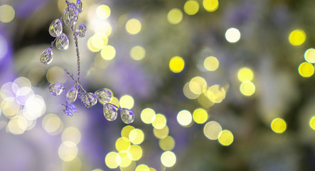 Abstract light bokeh with christmas ornaments