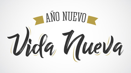 Ano Nuevo Vida Nueva, New Year New Life Spanish Text Vector Design.