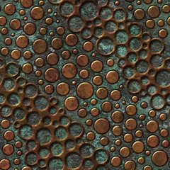 Wall murals Industrial style Copper seamless texture with dots pattern on a oxide metallic background, 3d illustration