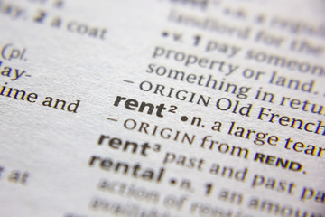 Word or phrase rent in a dictionary.