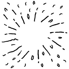 hand drawn doodle starburst, sunburst, firework, explosion set. doodle design element. vector illustration