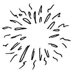 hand drawn doodle starburst, sunburst, firework, explosion set. doodle design element. vector illustration