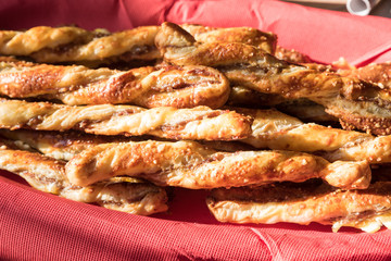  32/5000 Homemade bread sticks with speck